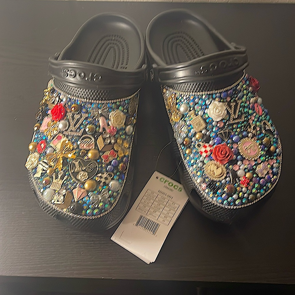 Custom made Blinged out Louis Vuitton-Fashion Crocs Size 10 women’s.